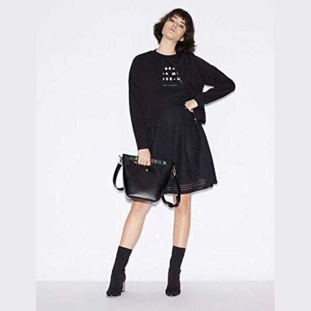 Armani Exchange Black Tee with White Text